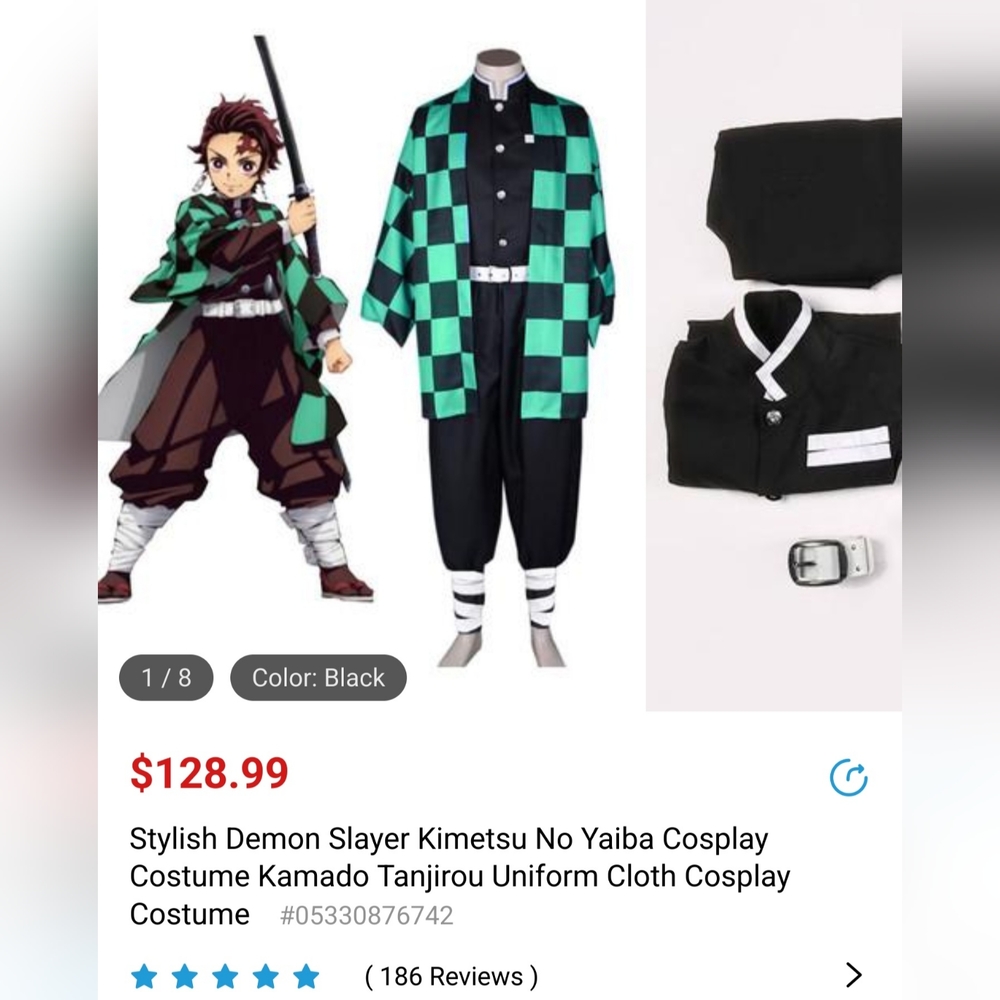 Demonslayer Tanjirou Komodo costume 12 kids